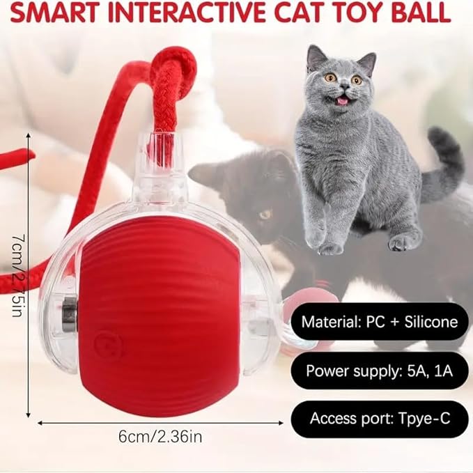 Cat Toy - Cat Toys for Indoor Cats Smart Chewy Viral Rolling Ball with Tail, Bird Sound, USB Rechargeable Automatic Rotating Ball  I kartnovastore.com