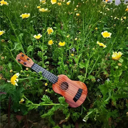 Mini Wooden Finish Plastic Guitar Music Instrument with 4 strings Clear sound  I kartnovastore.com