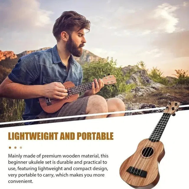 Mini Wooden Finish Plastic Guitar Music Instrument with 4 strings Clear sound  I kartnovastore.com